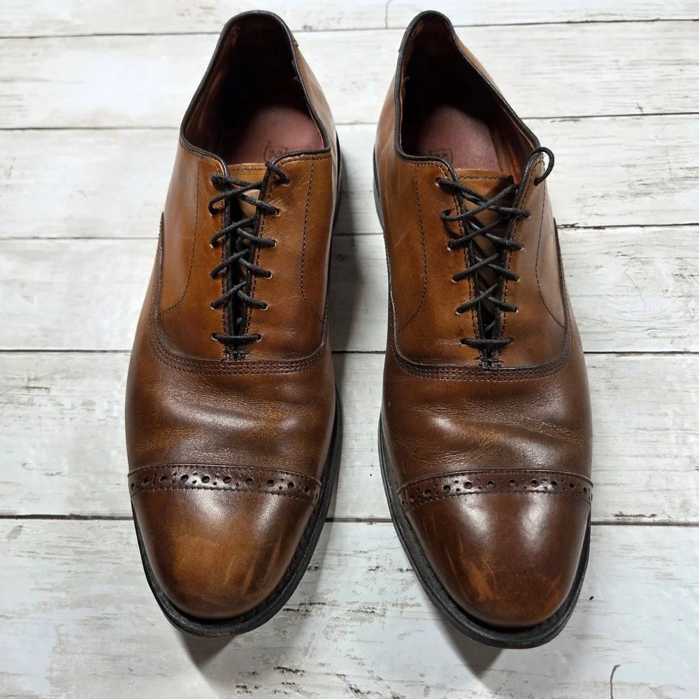 Allen Edmonds Fifth Avenue Cap Toe Oxford Mens 10 C Brown Leather Brogue USA